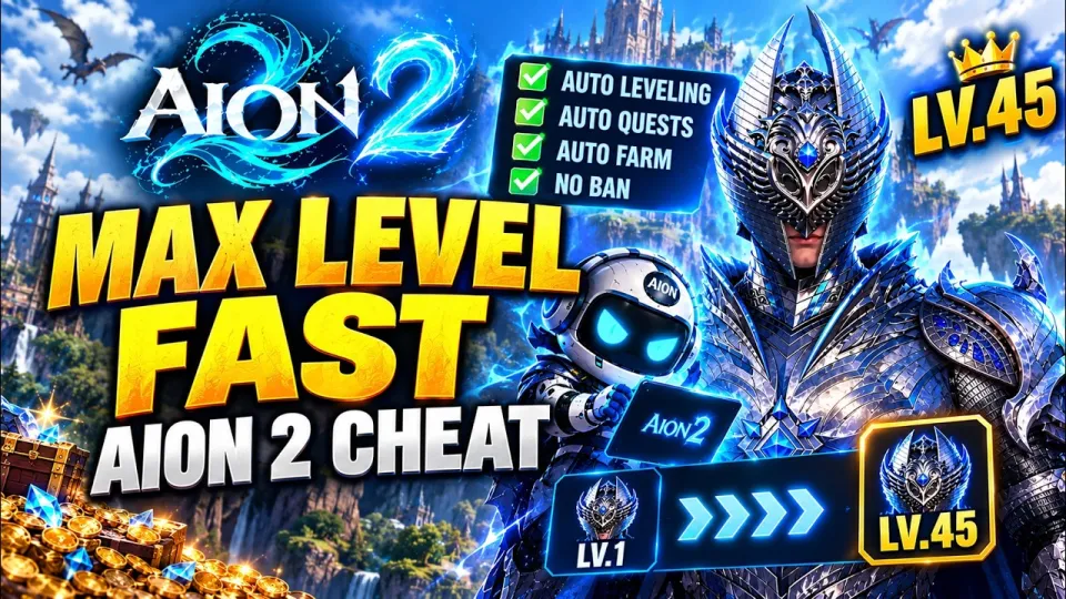 How does the AION 2 cheat help you reach level 45 quickly while you sleep